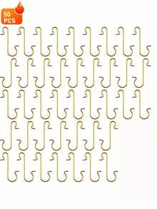 50pcs S-Shaped Metal Wire Hooks For Christmas Ornament Pendant, Christmas Tree Ball Hanging Hooks, Home New Year Party Decor Wholesale, Mini Christmas Decor Hooks, Multifunctional S-Hooks, Christmas Garland - Gold - View 11