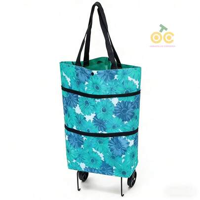 Carrito Bolso PortáTil Con Ruedas Plegable Ajustable Para Mandado,Carrito Bolso PortáTil Con Ruedas Plegable Ajustable Para Mandado; Bolsa Y Carrito 2 EN 1 Plegable Con Ruedas Mandado Supermercado Super, Adecuado Para Almacenar En El Supermercado Y Hacer Compras De Viaje, Para Uso En Exteriores, Campamento, Picnic, Entrega De Paquetes, Organizador Del Hogar, Fabricado Con Tela Oxford Gruesa E Impermeable