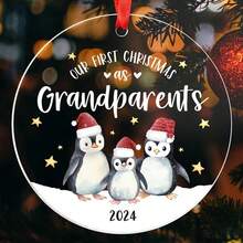2024 First-Time Grandparents Acrylic Christmas Ornament - Perfect Gift For New Grandma & Grandpa, Festive Holiday Decor
