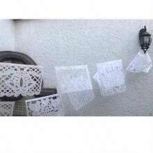 CZ Paquete de 3 Banners de Papel Picado Blanco Para Boda Banners de 5.4 Metros c/u 16 Metros Totales Carpetas Entrelazadas 8764 - Blanco - Ver 4