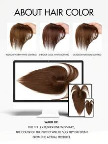 Women's Real Human Hair Bangs Wig, Elegant Straight Hair, Gold Clip-In Hair Extensions, Seamless Wig, 360° 3D Upgraded, Middle Part Silk Base, High-Quality Real Human Hair Wig, Comfortable And Breathable, Suitable For Parties, Daily Wear, Halloween Costumes - Nhiều màu - Xem 9