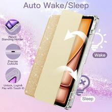 funda para tabletaJETech Funda itter para iPad Air 11 Pulgadas M3/M2 2025/2024 iPad Air 5/4 (2022/2020 5th/4th) con Soporte para Pencil Carcasa Lindo Sparkly Slim para s y Niñas (Oro) - Aire - Ver 6