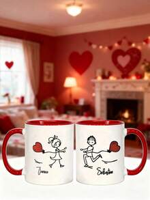 Customized Ceramic Heart-Shaped Mug, Exclusive Couples/Valentine's Day Gift, Personalized Photo Coffee Cup, Reusable, Washable, No Assembly Required, No Charging Needed - The Perfect Gift For Him And Her