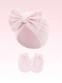 Bộ 3 món mũ và găng tay cho trẻ sơ sinh, phù hợp cho bé từ 0-3 tháng tuổi - Mũ và băng đô hai lớp ấm áp, họa tiết sọc, bộ mũ và găng tay mềm mại, phù hợp cho trẻ sơ sinh sử dụng và bảo vệ hàng ngày. - 3 món (mũ + găng tay) - Xem 8