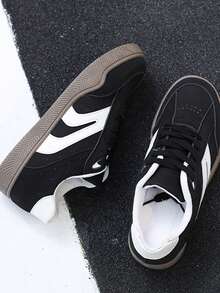 2026春秋新款复古低帮红色德国牧羊犬休闲平底运动鞋，女士百搭时尚 - 黑色 - 查看 5