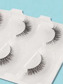 3对透明自然假睫毛，适合日常佩戴和化妆使用 - 黑色 - 查看 2
