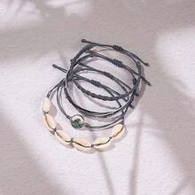 FANCY SHINY Wave String Bracelets Braid Puka Shell Bead Bracelets Handmade Cute  Boho Easter Jewelry Gifts For Women - 灰色 - 查看 4