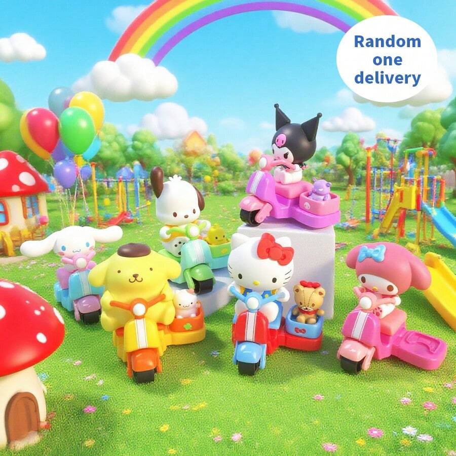 Miniso Sanrio Characters Joy Ride Scooter Series Play & Fun Blind Box,Character Riding Scooter Design, Plastic Material, Movable Detail Design, Desktop Decoration/ Toy Collection(1 PC Random Delivery) - Multicolor - View 1