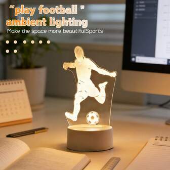1 pieza Luz de noche de fútbol 3D, con alimentación USB, estilo moderno, decoración del hogar y dormitorio, regalo ideal para familiares y amigos, iluminación del hogar, decoración de fiestas, regalo de cumpleaños y graduación