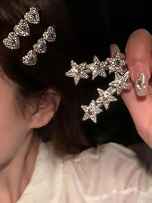 1 chiếc kẹp tóc đính đá lấp lánh sang trọng hình ngôi sao và nơ, thanh lịch và đa năng dành cho nữ, thích hợp sử dụng hàng ngày, làm phụ kiện chụp ảnh, quà tặng sinh nhật, phụ kiện tóc, kẹp tóc, kẹp càng cua, đồ dùng học tập, sinh viên, nơ, dễ thương, phong cách dự tiệc, sang trọng, trang phục mùa đông cho nữ, phụ kiện đội đầu, kẹp tóc, ghim cài tóc. - Bạc - Xem 5