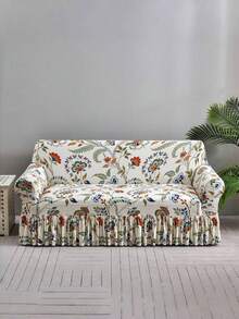 1件复古花卉图案宠物防抓透气弹力沙发套，四季通用印花防尘沙发套（不含枕套）