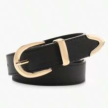 2pcs/1pc Gold 3-Piece Fashionable Buckle Belt, Versatile For Dresses, Jeans, Leopard Print PU Leather Women Belt - Multicolor - View 8