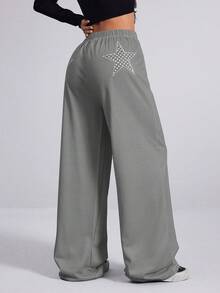 Women Spring And Autumn Commuting Striped Wide-Leg Pants,Daily Casual Vacation Party Star-Printed Sweatpants,Jogging Hose,Festival Gifts,New Year,Valentine Day Outfits - Multicolor - View 6