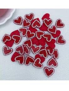 5/10颗红色心形水钻，DIY发饰、手机壳、服装装饰、毛毡工艺贴纸，适用于房间装饰、婚礼、生日、情人节（不含胶水） - 彩色 - 查看 8