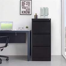 Techigher 3 Drawer File Cabinet, Vertical File Cabinet With Lock, Metal Filing Cabinets Storage Cabinet For A4/Letter/Legal Size Files - Black, 3 Draws - View 3