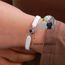 Customized Couple Projection Bracelet - Stainless Steel Round Photo Weaving Adjustable Bracelet, Valentine's Day Gift, Romantic Jewelry, Fashion Accessories, Exquisite Craftsmanship, Personalized Jewelry, Romantic Partner - 彩色 - 查看 4