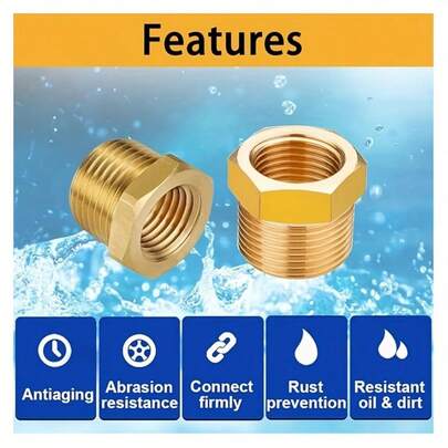 Brass Pipe Fitting Adapter, G3/4 To G1/2 Threaded Adapter, Suitable For Kitchen And Bathroom Plumbing Connections, High-Pressure Resistant Pipe Connector, Universal For Europe And America