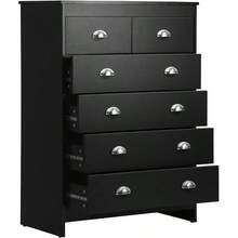 Oikiture Chest Of Drawers With 6 Storage Drawers Black - Black - View 8