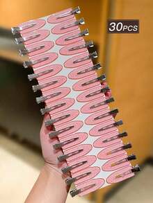 30pcs Women's Solid Color Hair Clips, Minimalist Style, Black, Pink, Small Clips, Duck Clip Design, Hair Accessories, Suitable Casual Daily And Outdoor Wear, Cute Accessories - 粉紅色 2 - 查看 9