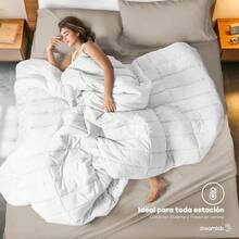 ml Dreamlab Set de Edredon Acolchado con Fundas de Almohada Decorativas y Juego de Sabanas Juego de Cama Completo Hipoalergénico Edredon Queen Blanco Sábanas Beige10101 - 01BlancoBeige - Ver 9