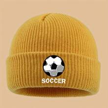 [Pattern Print Beanie] 1pc Pattern Print Beanie - Lightweight Comfortable Solid Color Minimalist Trucker Hat - Fashion  Personality Versatile For Men Women - Perfect For Soccer Teams, Commuting, Warm Stack Hats, Couple Skateboard Cap, Suitable Outdoor Cyclists Travel - Yellow - View 19