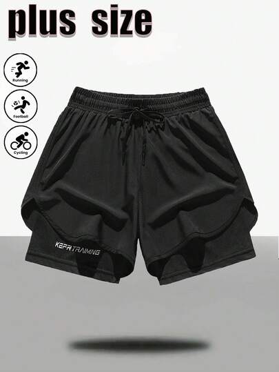 Pantalones cortos deportivos para hombres talla grande, pantalones con forro de secado rápido, pantalones cortos ligeros para correr y hacer ejercicio