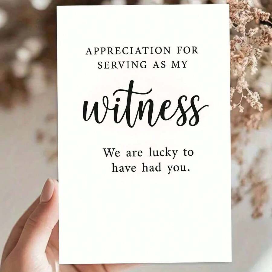 1 pieza Tarjeta de felicitación sincera "AGRADECIMIENTO POR SERVIR COMO MI TESTIGO" con sobre (11cm x 16cm / 4.33in x 6.29in) - Diseño de tipografía minimalista, perfecta para agradecer a un testigo de boda, Tarjeta de felicitación | Tarjeta de agradecimiento por ser testigo de boda | Tarjeta de felicitación de papel - Multicolor - Ver 1