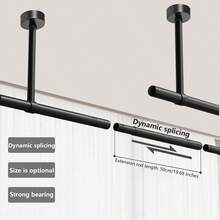 重型金属衣架，现代风格服装杆，壁挂式衣柜衣架，适用于洗衣房和衣柜，哑光黑 - 黑色 - 查看 10