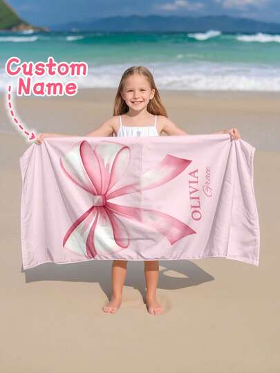 Personalized Kids Beach Towel,Summer Birthday Gift For Kids,Summer Vibes,Girls Beach Trip,Custom Beach Towel,Swimming Pool,Beach Decor