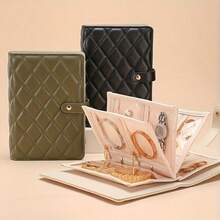 BOOVO 1 Stück Samt Schmuckaufbewahrungstasche mit 5 verstellbaren Reißverschluss-Fächern, geeignet für Halsketten, Ohrringe, Armbänder, Luxusschmuck, unverzichtbar für Frauen unterwegs - Verschiedenfarbig - Übersicht 8