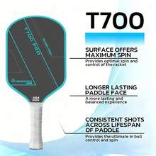 1支T700碳纤维匹克球拍，防滑透气手柄，力量与控制平衡，适合运动爱好者 - 彩色 - 查看 6