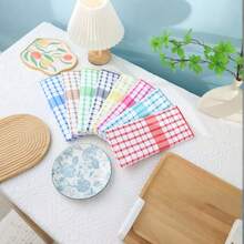 2/4/6/8 piezas Paños de cocina modernos con estampado a cuadros, toallas de cocina de microfibra, ultra suaves y muy absorbentes, colores dopamina, diseño en relieve 3D, colores claros, lavables y duraderos, adecuados para la cocina, la sala de té, la sala de estar, etc. Regalos únicos para amigos y familiares, paño de poliéster súper resistente en estilo de dibujos animados, con triángulos geniales, patrones impresos exquisitos y en relieve, adecuados para la cocina y la limpieza del comedor - Multicolor - Ver 2