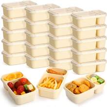 30个带盖食品储物盒，微波炉适用，单格午餐盒，可堆叠食品容器，适用于微波炉、洗碗机和冰箱（白色） - 彩色 - 查看 1