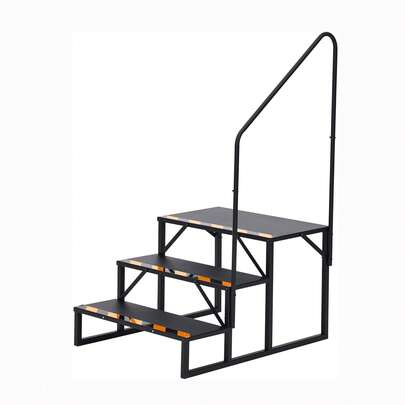 Escaleras para autocaravanas con pasamanos, escaleras portátiles de exterior para caravanas, autocaravanas y jacuzzis | Peldaños antideslizantes y robusta construcción de aluminio con tiras antideslizantes.