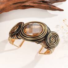 1pc Handmade Exaggerated Aluminum Wire Woven Artificial Crystal Bohemian Middle Eastern Style Bracelet, Suitable For Parties And Vacations - Coffee - View 21