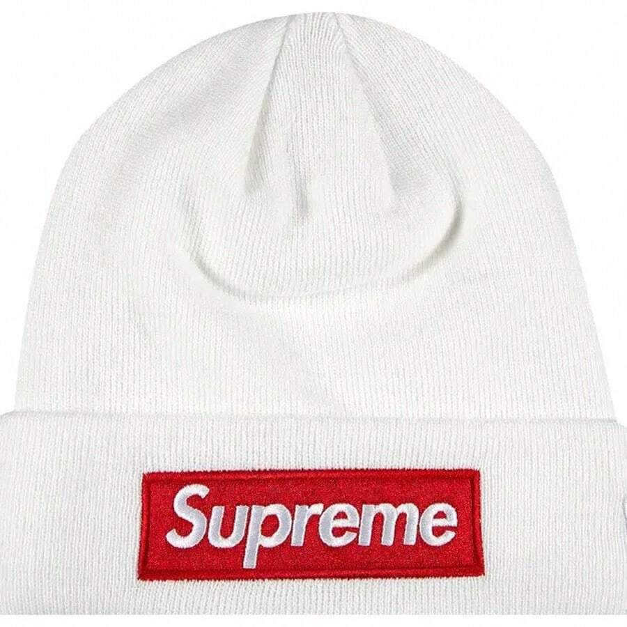 Supreme Box Logo Beanie (BOGO) | Authentic Unisex Knitted Acrylic Headwear | Essential Streetwear Cold Weather Accessory White - trắng - Xem 1