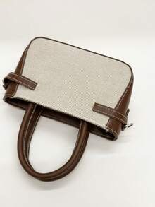 New Stylish Retro Square Tote Bag With Zipper Closure, Lightweight And Minimalist Design, Adjustable Long Shoulder Strap, Compact Mini Casual Crossbody Bag. - Coffee Brown - View 5