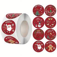 500 pezzi/rotolo Adesivi rossi con disegni natalizi, 8 disegni da 1 pollice, Babbo Natale, Renna, Pupazzo di neve, Omino di pan di zenzero, Regali, Biglietti, Matrimoni, Natale, Capodanno, Feste, Regali, Buste, Decorazioni fai-da-te per biglietti, Adesivi in PVC - Multicolore - Visualizzare 7