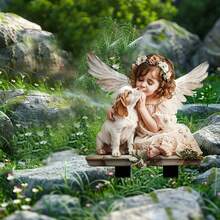 Bezaubernde Engel- und Welpen-Acryl-Gartenstecker - Outdoor-Dekoration, Terrassen- und Rasenfänger, ideal für Bepflanzung und Gartengestaltung - Verschiedenfarbig - Übersicht 2