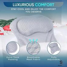 Almohadas de baño para soporte de cuello y espalda de bañera - Almohada de baño para bañera - Almohada de baño para reposacabezas - Almohada de spa para bañera y jacuzzi - Accesorios de bañera para mujeres - Cojín de baño para adultos - Gris - Ver 4