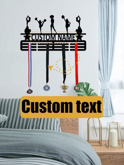 1pc Customizable Sports Medal Holder - Metal Cheerleading Wall Art, Suitable For Running, Marathon, Dance Party Decor, Christmas, Thanksgiving, Valentine's Day Gifts, Custom Award Accessories