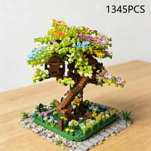 1000+片树屋微缩模型积木拼图玩具，创意家居装饰，男女皆宜