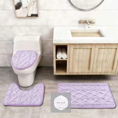 Juego de 3 alfombras y fundas de baño  - Juego suave y antideslizante, ideal para la decoración y comodidad del baño, talla única para un ajuste perfecto - Juego de alfombras y fundas de baño ,Juego de 3 piezas antideslizantes y supersuaves, talla única p