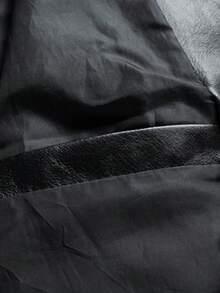 AHTELB 男士酷炫英伦风皮夹克，复古立领休闲摩托车皮衣，送给朋友、丈夫、男友的礼物 - 黑色 - 查看 9