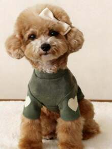 1pc LANGXINGCS Winter Warm Pet Hoodie, Dog Hooded Sweatshirt With Heart Embroidery Design, Soft & Cozy Thermal Lined Pet Clothes, Simple & Fashionable Cat Dog Apparel Suitable For Indoor & Outdoor Wear, Medium & Small Pets - Multicolor - View 12