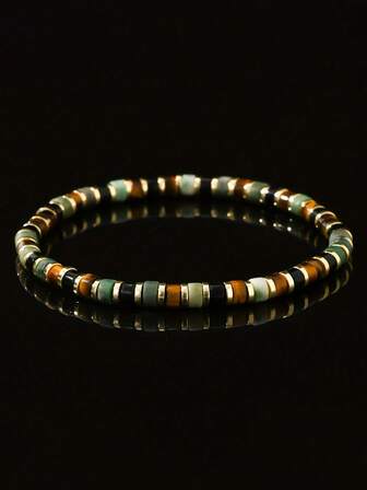 Boho Style Natural Stone Beaded Bracelet, Tiger Eye & Agate Confidence, Courage, Strength Vintage Fashion Jewelry Accessory For Women Men