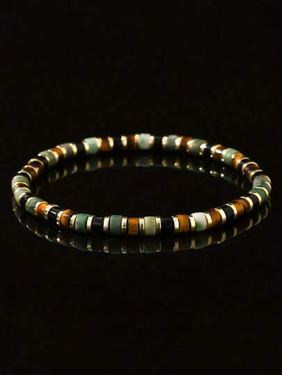 Pulsera de cuentas de piedras naturales con estilo bohemio, ojo de tigre y ágata que simbolizan confianza, valor y fuerza, accesorio de joyería de moda vintage para mujeres y hombres