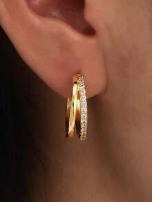 3 Stück Modische minimalistische Schleife Kubikzirkonia funkelnde Ohrstecker Set für Frauen, Hypoallergen, kleines Creolen Design, leicht & mini, vielseitig, geeignet für mehrfache Ohrpiercings - Goldgelb - Übersicht 3