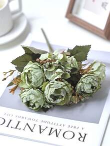 1/80pcs 11.8 Inch Artificial Peony Flowers, Fake Flowers, Floral Decor For Brunch, Wedding Bouquet, Party, Home, Kitchen, Garden, Hotel, Office, DIY Wreath, Gift, Tabletop Centerpiece, Birthday Decoration, Indoor/Outdoor, Bulk Fake Plastic Flowers For Vase, Farmhouse Decor, Boho Wedding - Green - View 5