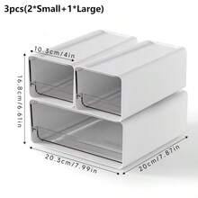 CASEGRACE 2/3件套可堆叠桌面收纳盒，文件整理抽屉，小型塑料抽屉柜，透明塑料可堆叠抽屉，适用于家庭、办公室、工艺品、铅笔等，桌面和抽屉收纳整理，家居收纳必备品 - 白色 - 查看 14